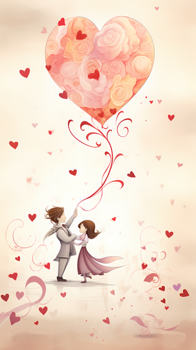 卡通插画风格情人节海报图片